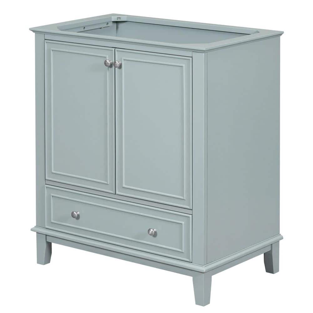 Unbranded Modern Multi-Functional 30 in. Bath Vanity Cabinet without Top in Green with Doors and Drawer Cabinet Base Only (1)