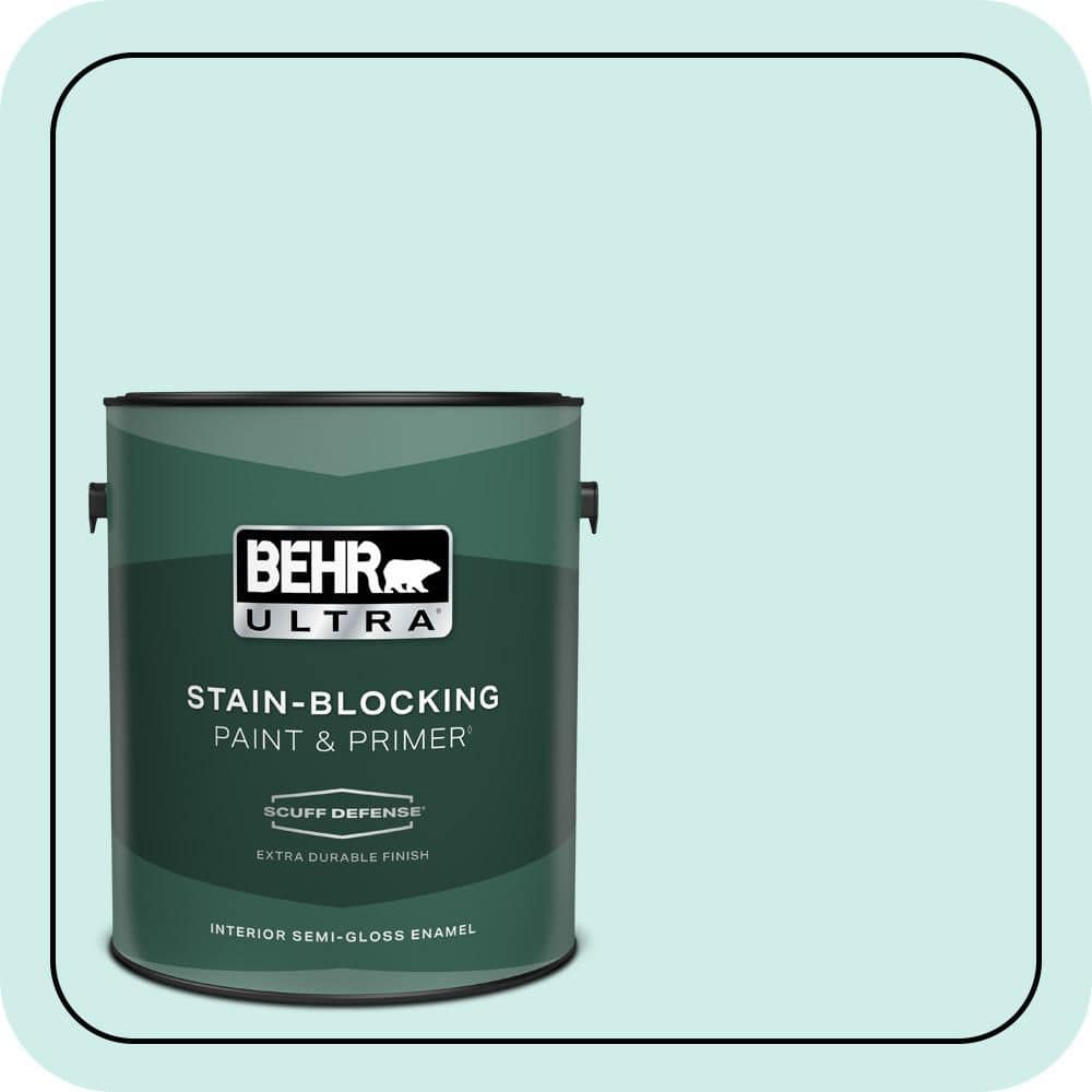 BEHR ULTRA 1 gal. #510C-1 Ionic Sky Extra Durable Semi-Gloss Enamel Interior Paint & Primer