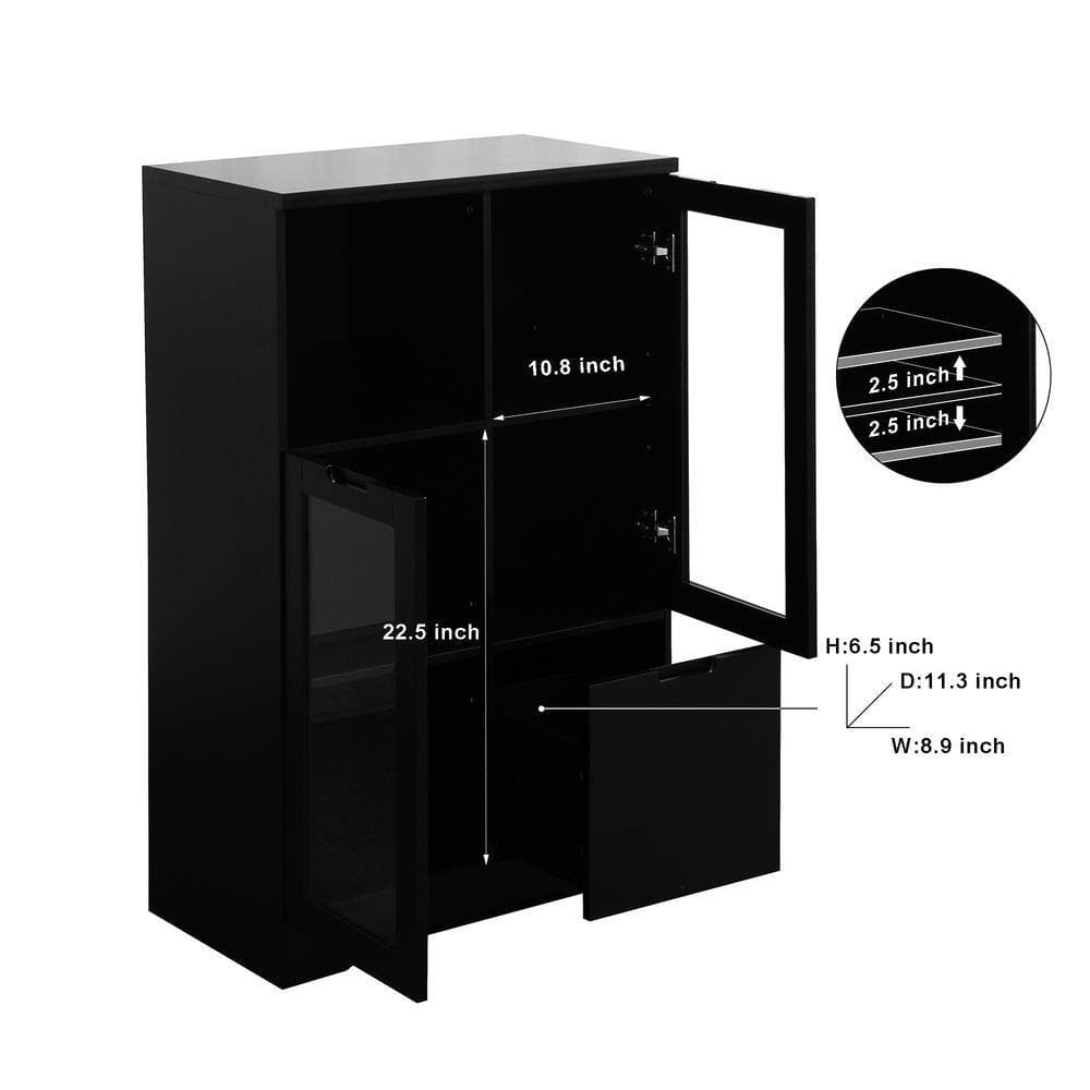 COWLOWN 25.6 in. W x 11.8 in. D x 39.4 in. H Bathroom Black Linen Cabinet (3)