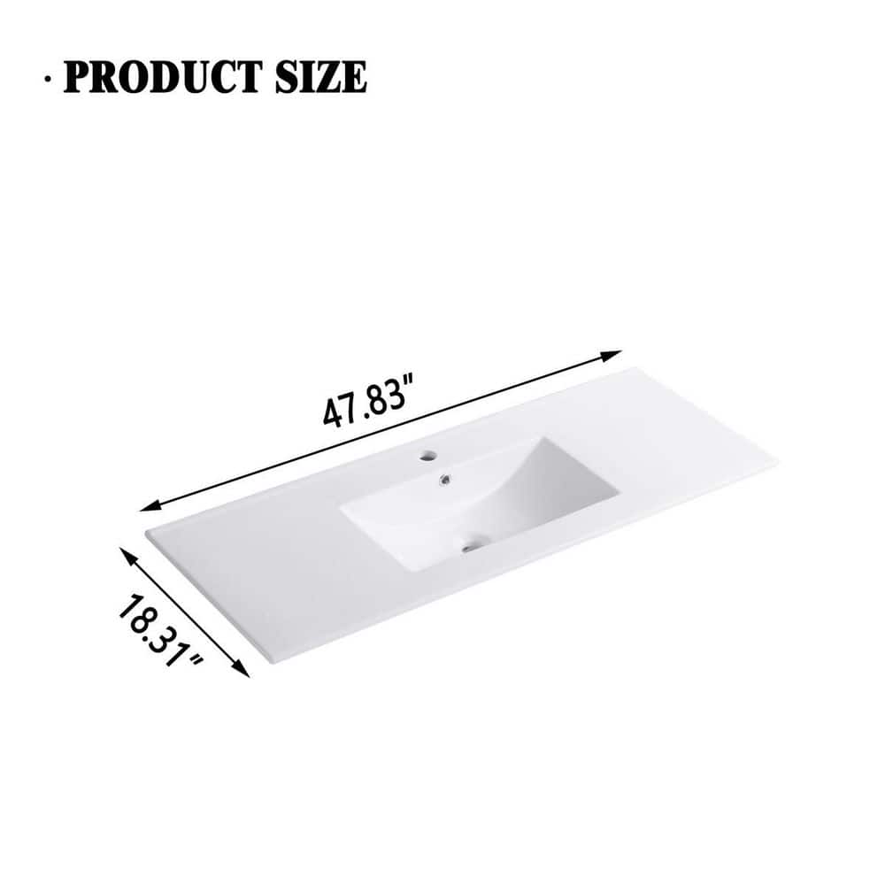 LIVACA 52.71 in. x 24.72 in. Drop-In Ceramic Bathroom Sink in White with Easy-Clean Surface Durable Finish Durable Construction (2)
