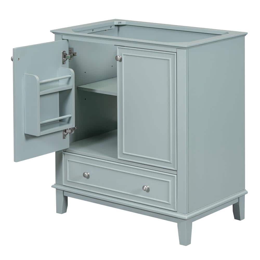 Unbranded 29.5 in. W x 17.8 in. D x 33.8 in. H Bath Vanity Cabinet without Top in Green with Doors and Drawer (3)