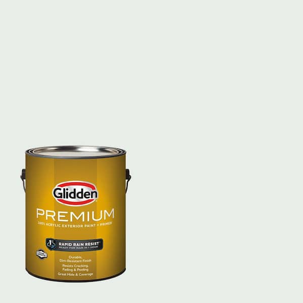 Glidden Premium 1 gal. PPG1145-1 Rain Drop Semi-Gloss Exterior Paint (2)