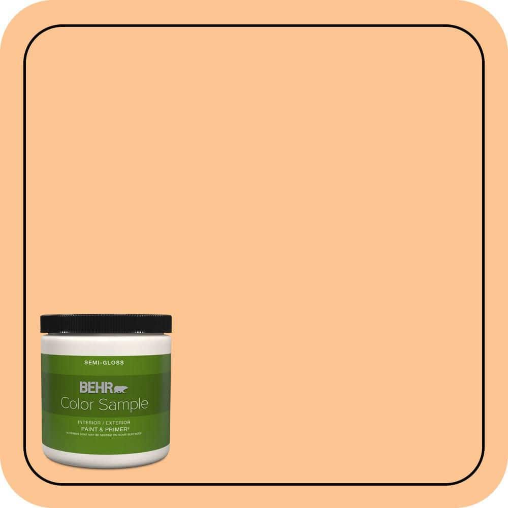 BEHR PREMIUM PLUS 8 oz. #P220-4 Dainty Apricot Semi-Gloss Interior/Exterior Paint & Primer Color Sample