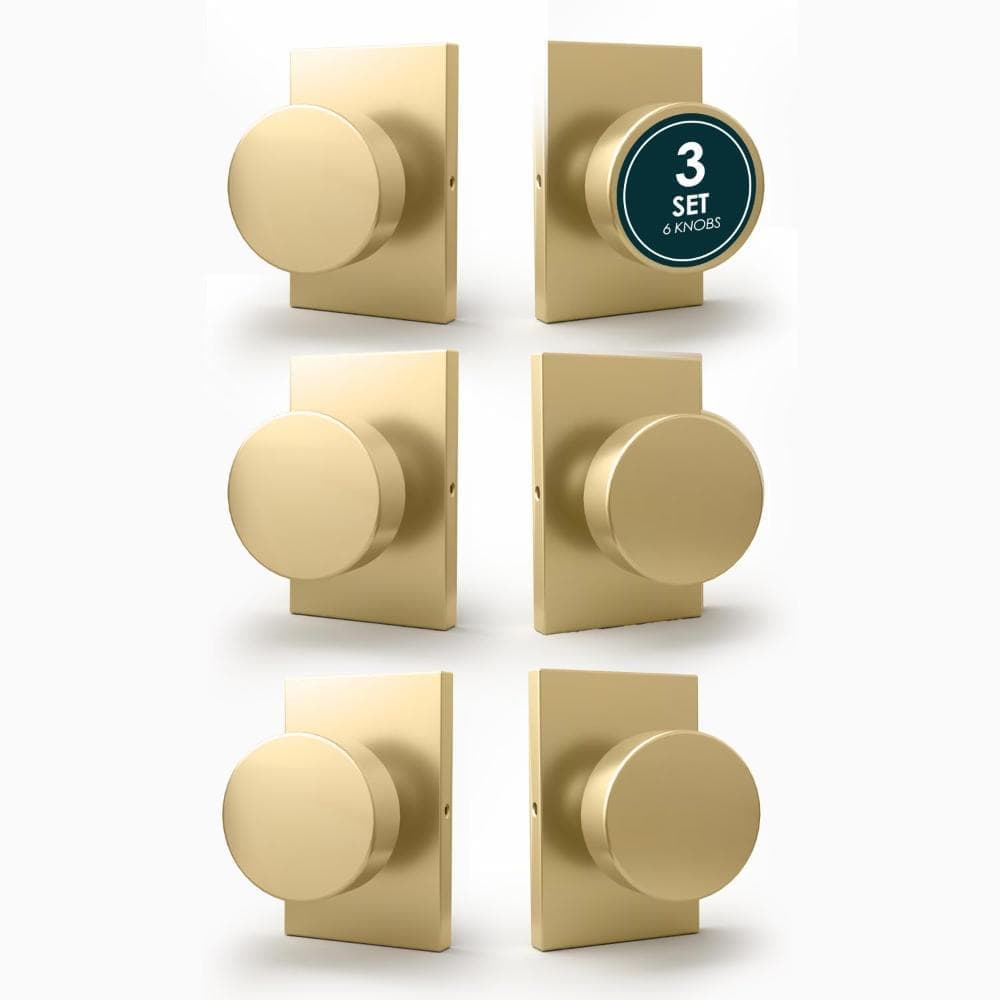 Mega Handles Laura Dummy Door Handle - 6 Pack Heavy Duty Gold Door Handle - Satin Brass