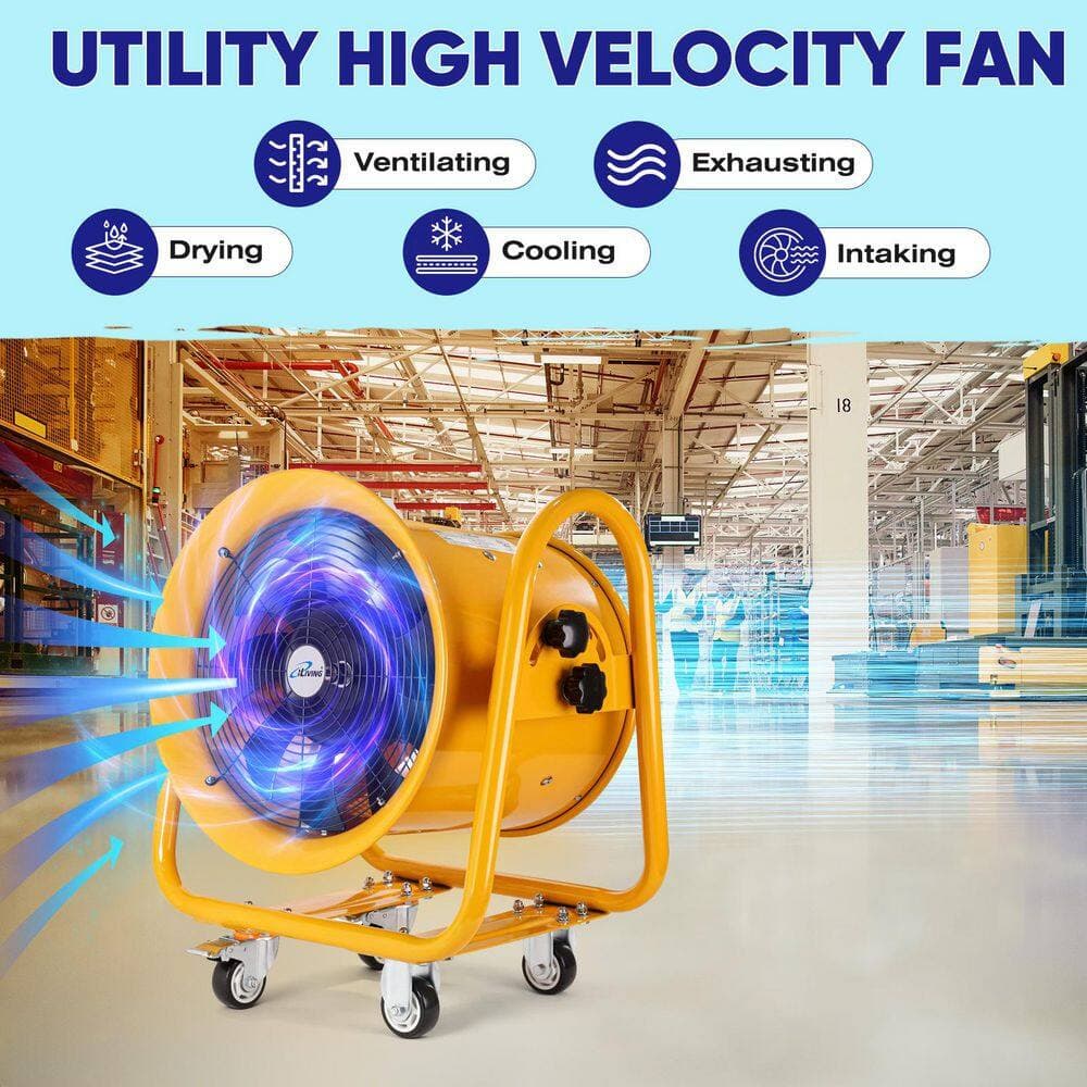 iLIVING 16 in. 1200-Watt 3450 RPM Utility Blower Exhaust Warehouse Ventilator Floor Fan (2)