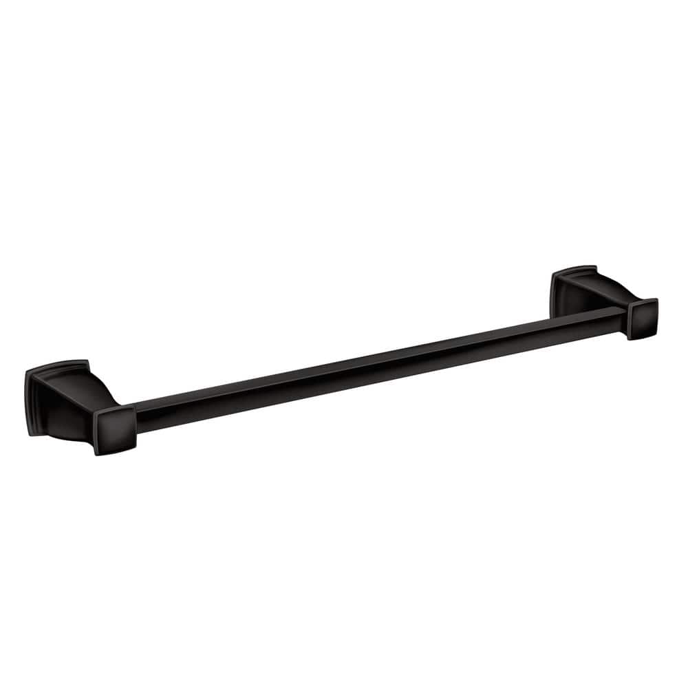 MOEN Hensley Press and Mark 3-Piece Bath Hardware Set with 24 in. Towel Bar, Paper Holder and Towel Ring in Matte Black (3)