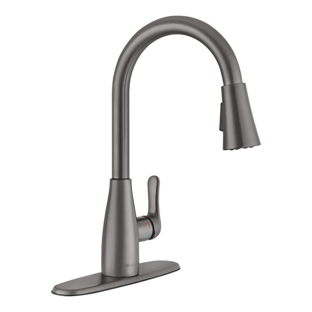 Glacier Bay McKenna Single-Handle Pull-Down Sprayer Kitchen Faucet in Black Stainless with TurboSpray and FastMount