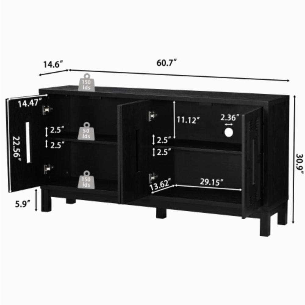 Unbranded 60.7 in. W x 14.6 in. D x 30.9 in. H Bathroom Black Linen Cabinet (2)