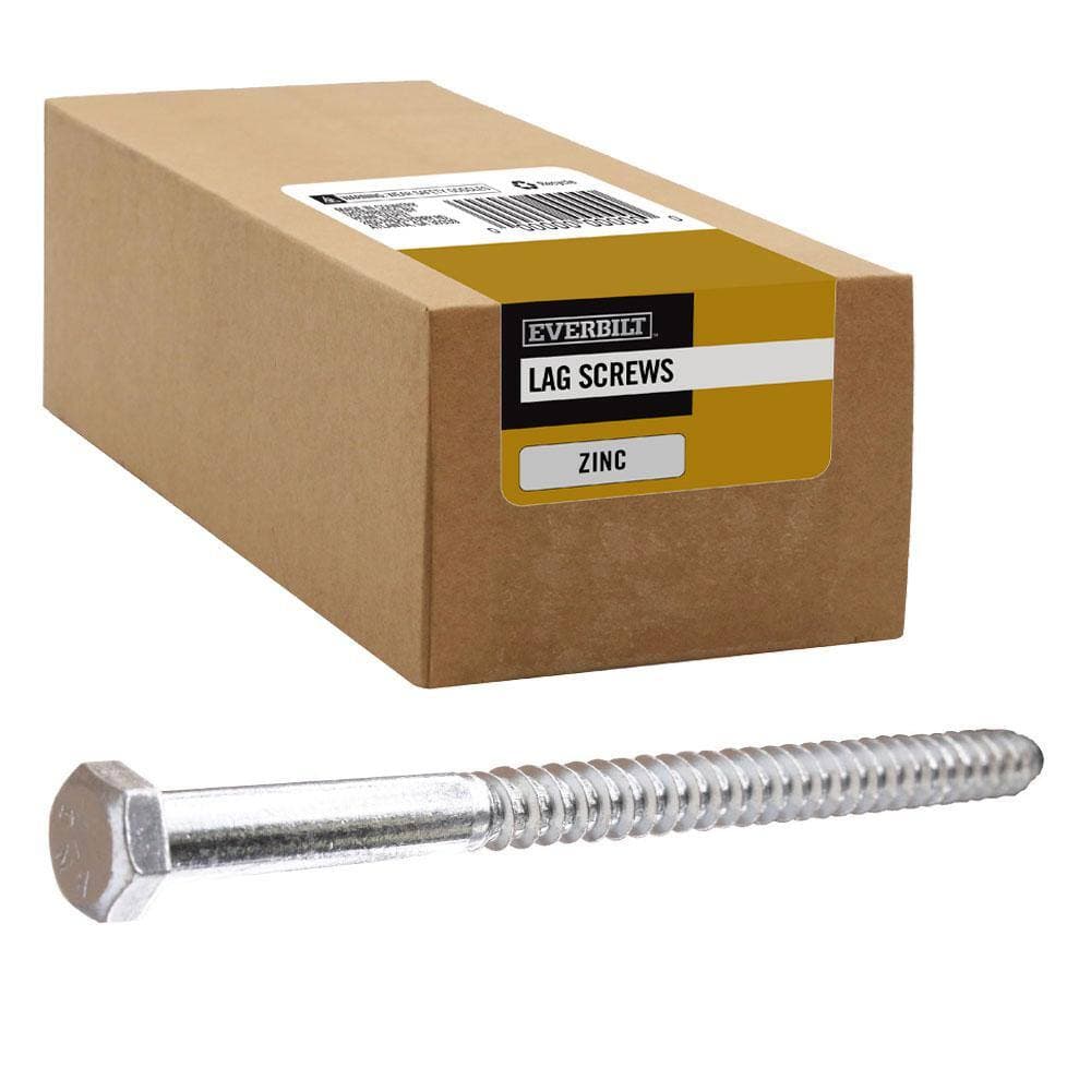 Everbilt 1/4 in. x 6 in. Zinc-Plated Hex Hex Head Lag Screw (50-Pack) (4)