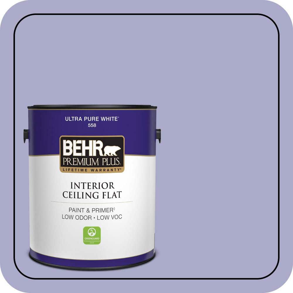 BEHR PREMIUM PLUS 1 gal. #M550-4 Wisteria Blue Ceiling Flat Interior Paint & Primer (1)