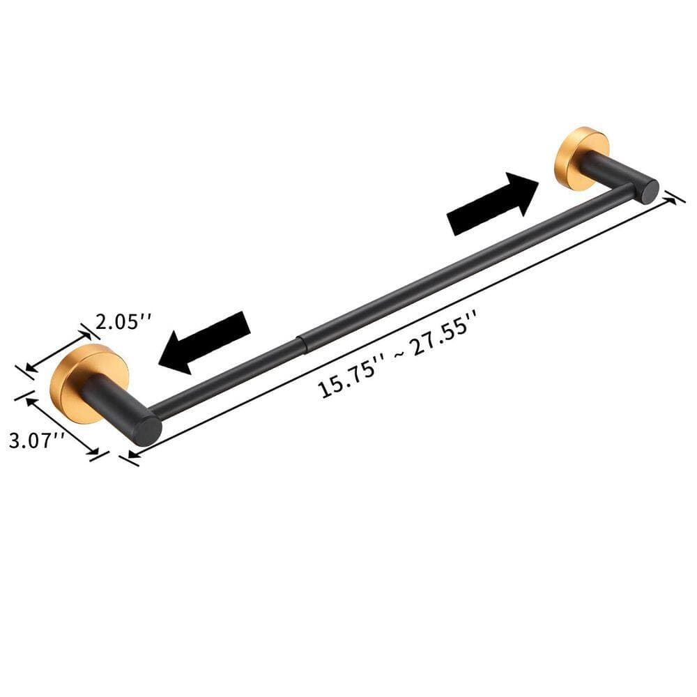 Buruis 3 -Piece Bath Hardware Set with Towel Ring, Toilet Paper Holder, Towel Bar in Black Gold (3)