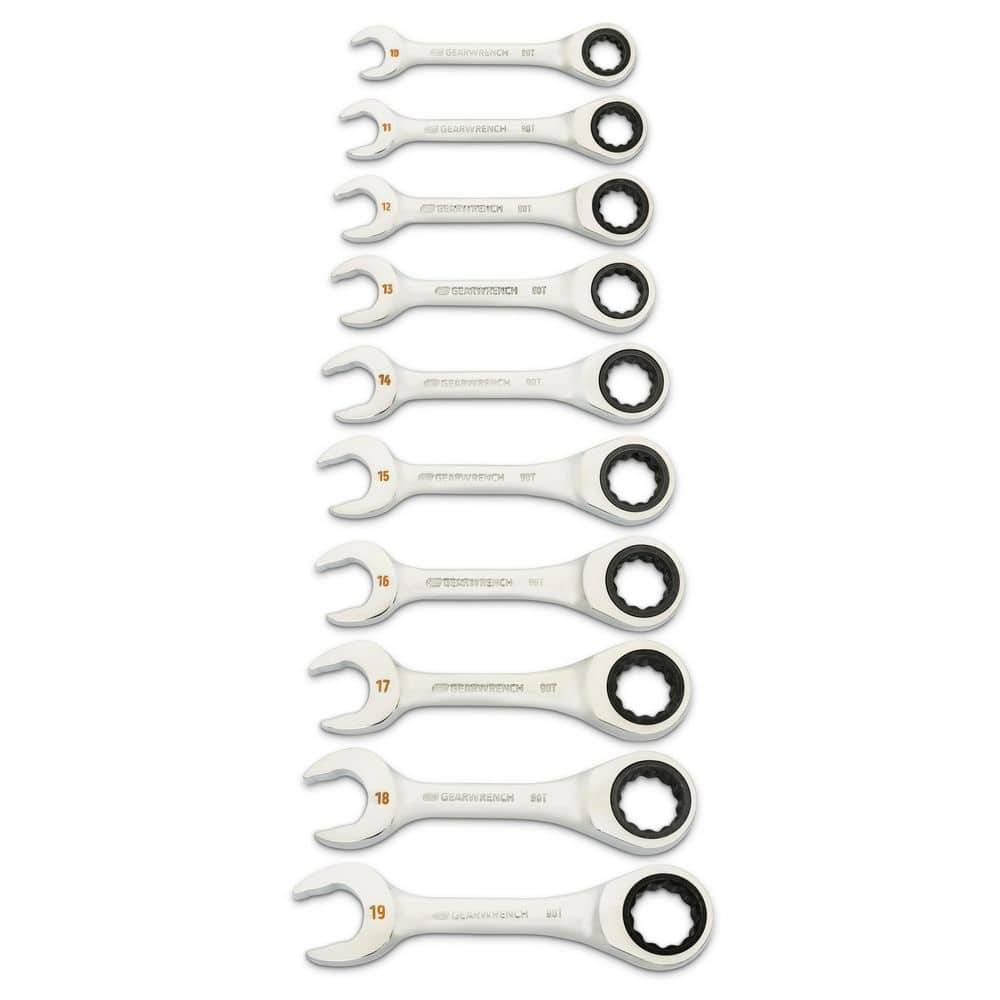 GEARWRENCH 22-Piece Metric 90-Tooth Standard and Stubby Combination Ratcheting Wrench Set (1)