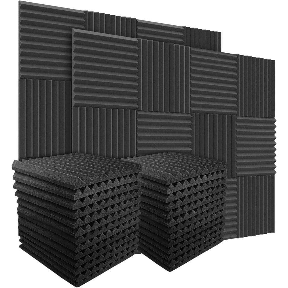 KIWDZFU 1 in. T x 1 ft. x 1 ft. Black Polyurethane Sound Absorbing Panel 50-Pack (1)
