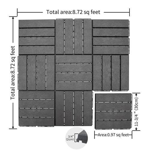 cadeninc 12 in. x 12 in. Dark Gray Square Composite Decking Tiles for Balcony Porch Backyard (Pack of 36) (2)