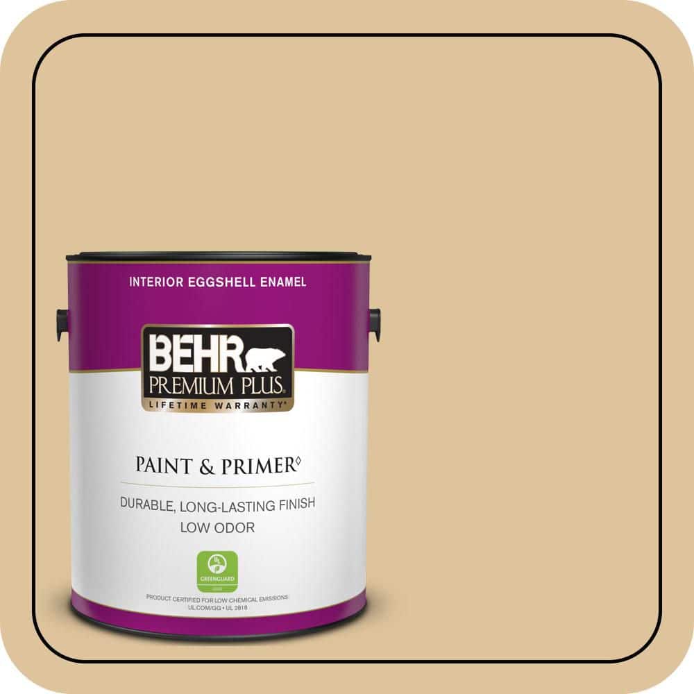 BEHR PREMIUM PLUS 1 gal. #S300-3 Almond Cookie Eggshell Enamel Low Odor Interior Paint & Primer