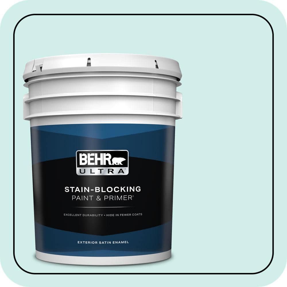 BEHR ULTRA 5 gal. #490A-1 Teal Ice Satin Enamel Exterior Paint & Primer