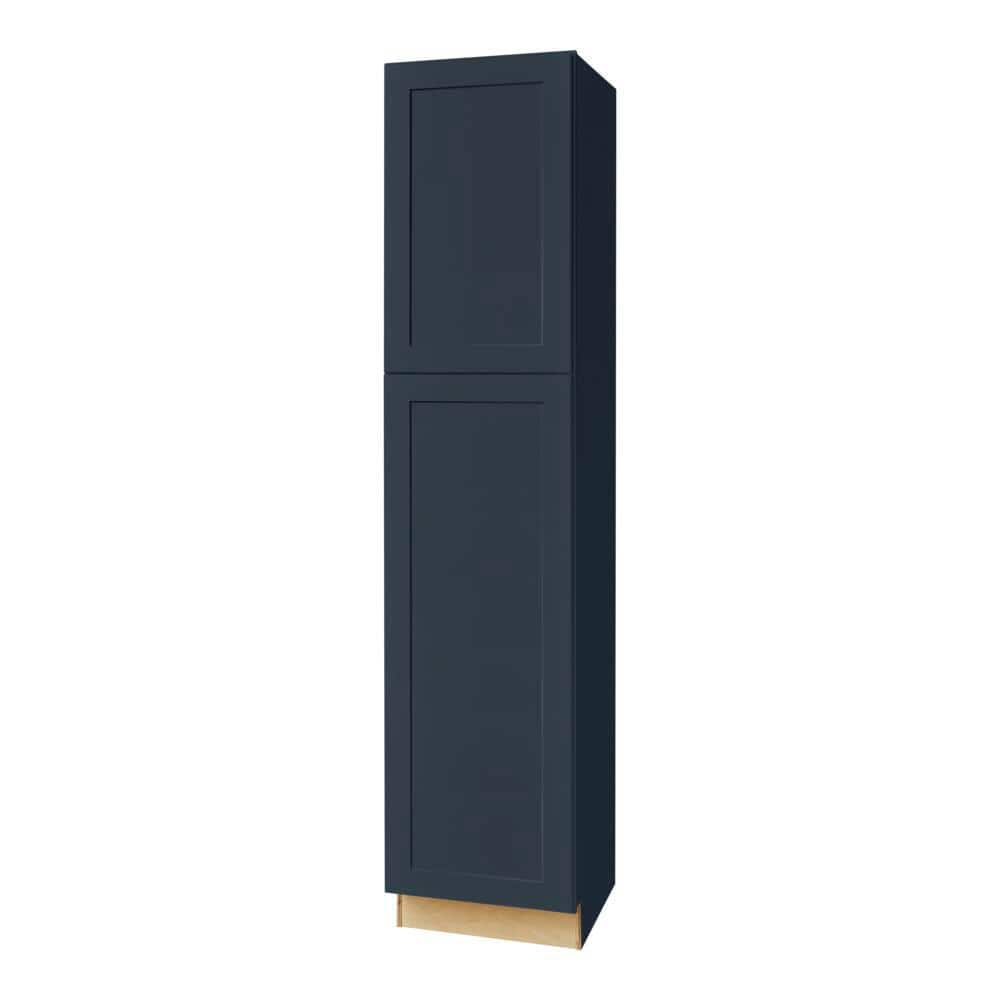 Hampton Bay Avondale 18 in. W x 24 in. D x 84 in. H Ready to Assemble Plywood Shaker Pantry Kitchen Cabinet in Ink Blue