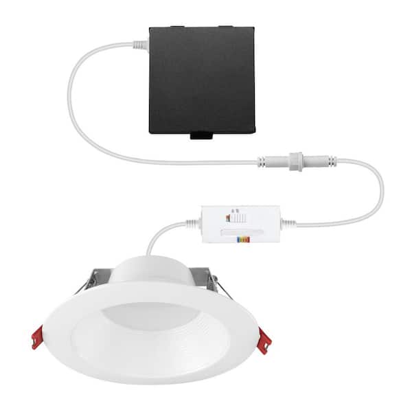Commercial Electric 6 in. Elite Series Integrated LED Adjustable CCT 3-Level Lumen Select Dimmable Deep Baffle Canless Recessed Light, White