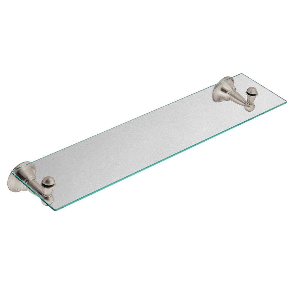 MOEN Sage 22 in. W Glass Bath Shelf in Spot Resist Brushed Nickel (1)