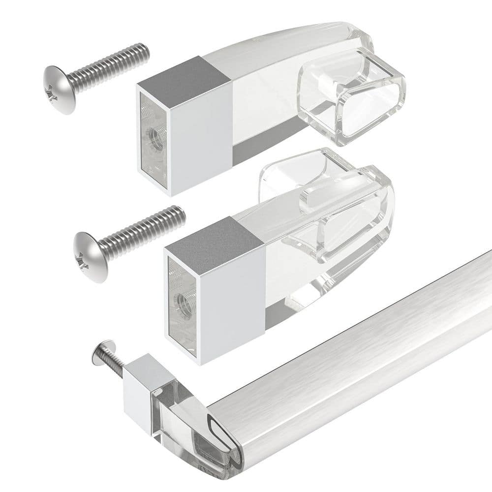 Wudkey 1-Piece Bathroom Accessory Set in Clear, Acrylic Shower Door Towel Bar Brackets with Bright Chrome Sleeve (1)