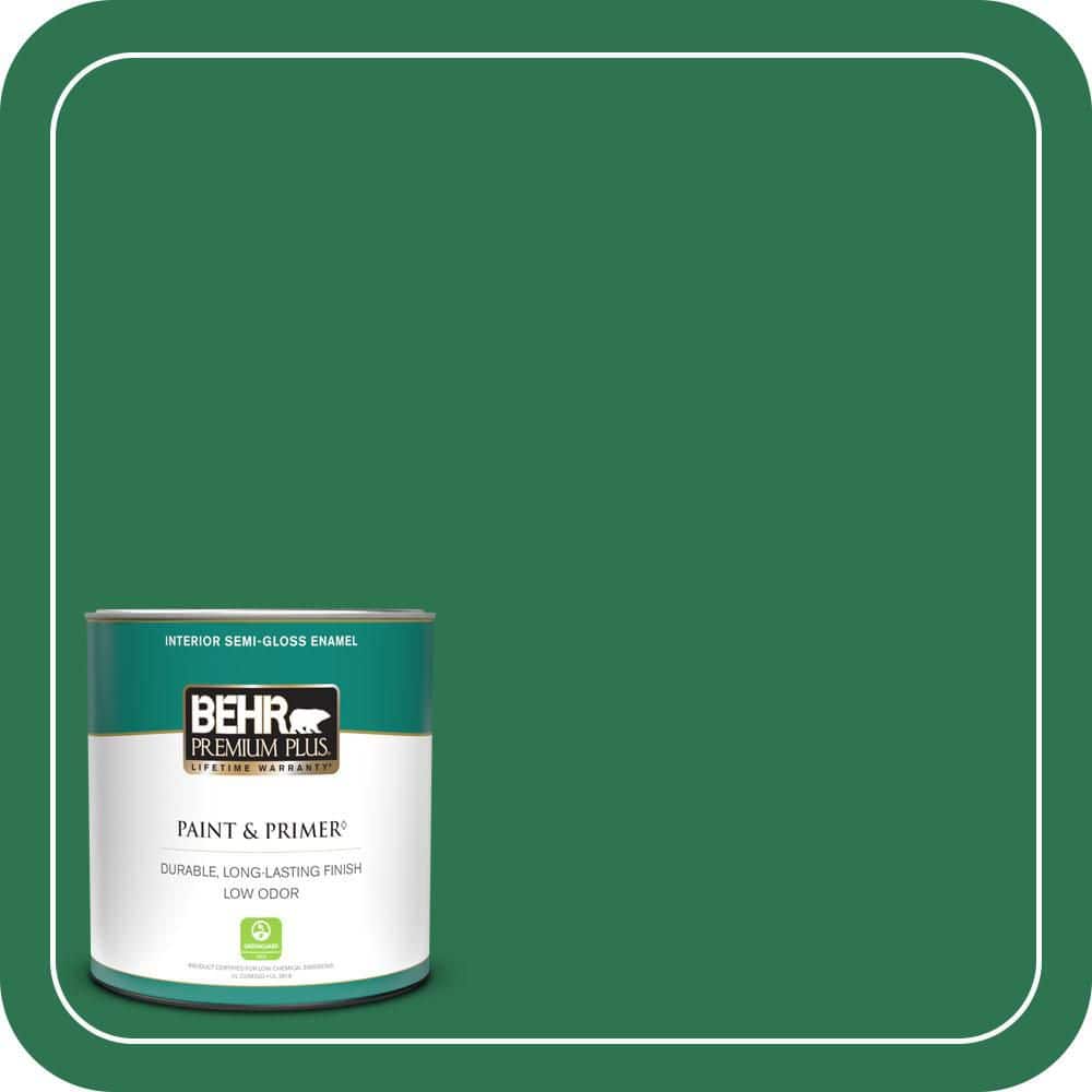 BEHR PREMIUM PLUS 1 qt. #P420-7 Crown Jewel Semi-Gloss Enamel Low Odor Interior Paint & Primer