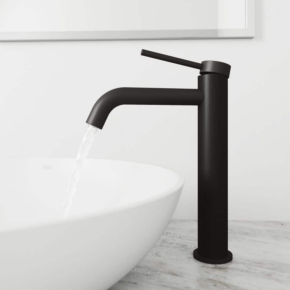 VIGO Lexington Single Handle Single-Hole Bathroom Vessel Faucet in Carbon Fiber and Matte Black (2)