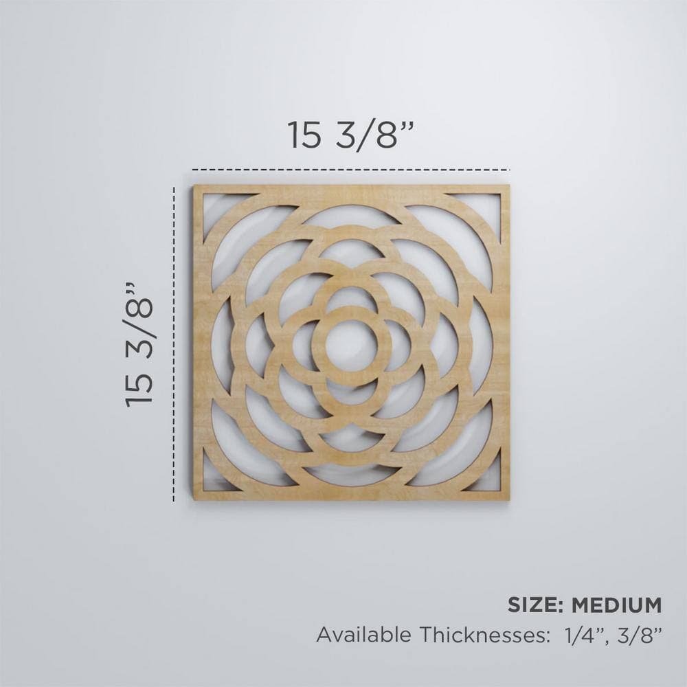 Ekena Millwork 15-3/8 in. x 15-3/8 in. x 1/4 in. Red Oak Medium Edinburg Decorative Fretwork Wood Wall Panels (20-Pack) (3)