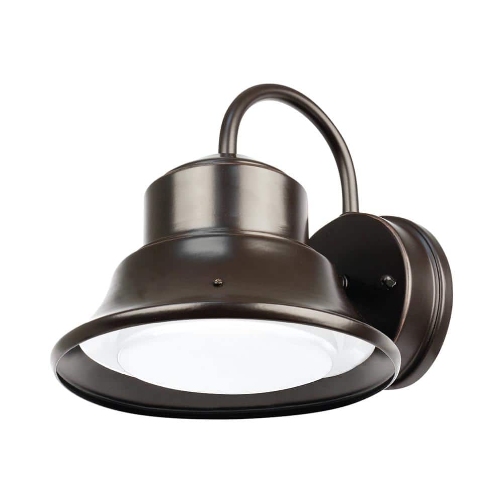 Commercial Electric 1000 Lumen Integrated LED Bronze Dusk to Dawn Bell Wall Light, 4000K (2)