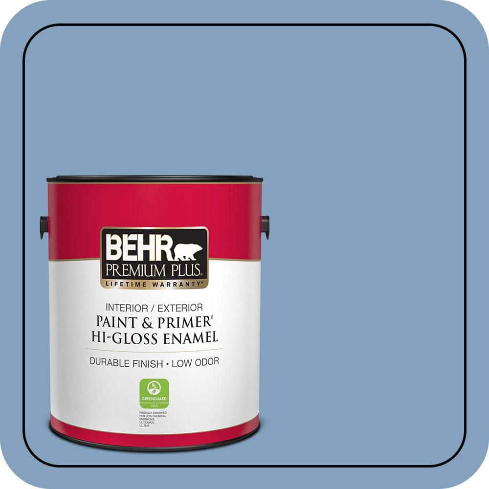 BEHR PREMIUM PLUS 1 gal. #PPU14-07 Hawaiian Sky Hi-Gloss Enamel Interior/Exterior Paint & Primer