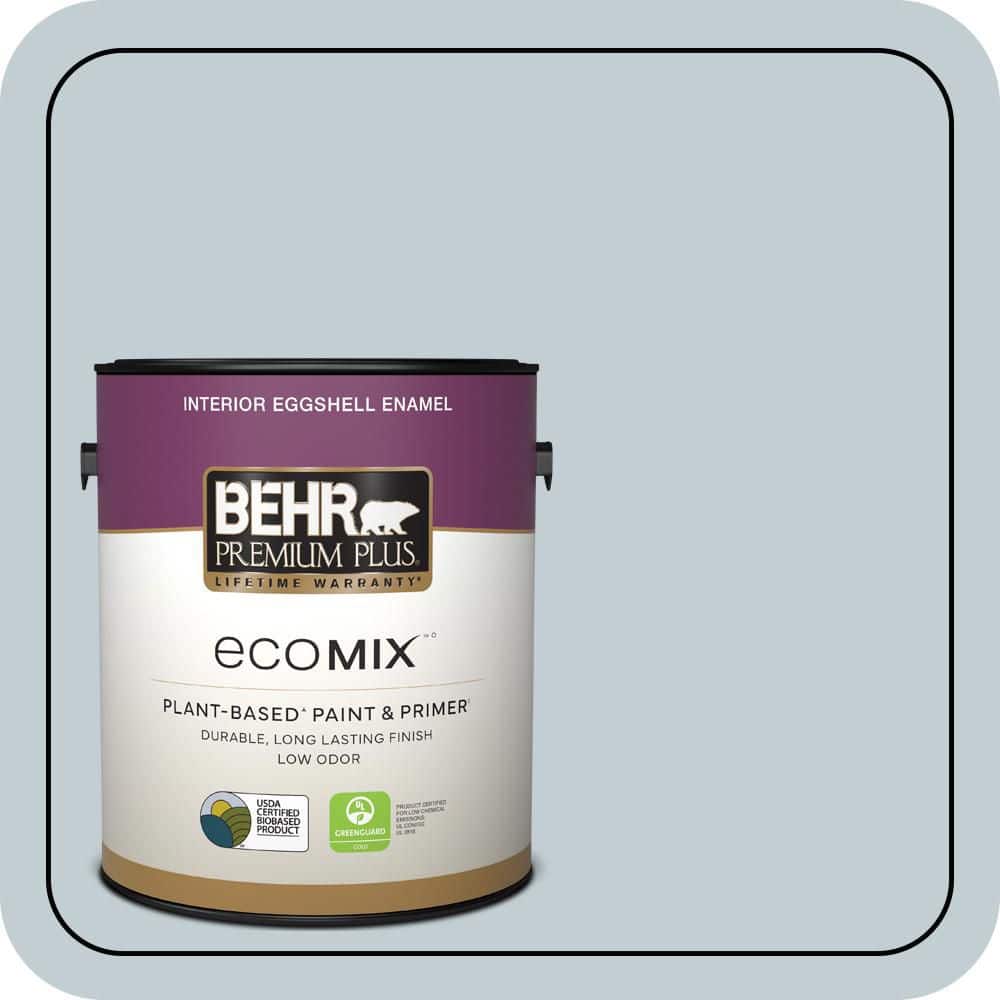BEHR PREMIUM PLUS 1 gal. #MQ3-58 Alice White Eggshell Enamel EcoMix Plant-Based Interior Paint & Primer (1)