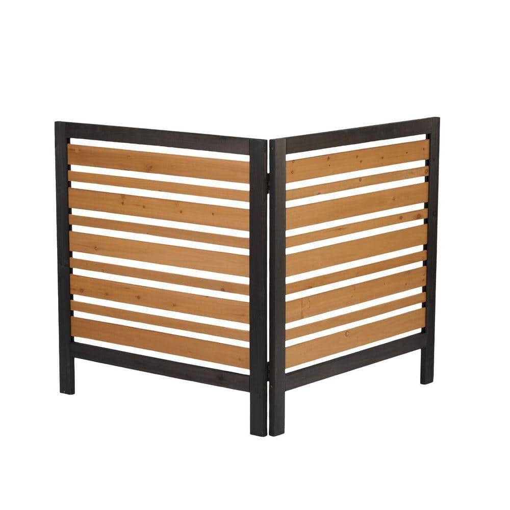 cenadinz 2-Panel Privacy Fence Screen Black plus Gold Mesh Fabric for Air Conditioner Fence