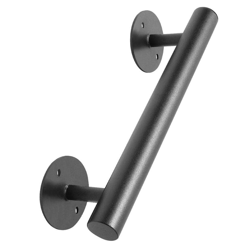 KIWDZFU 1 ft. Classic Series Black Iron Handrail, Heavy Duty Wall Mount Stair Railing for Indoor Outdoor Safety (3)