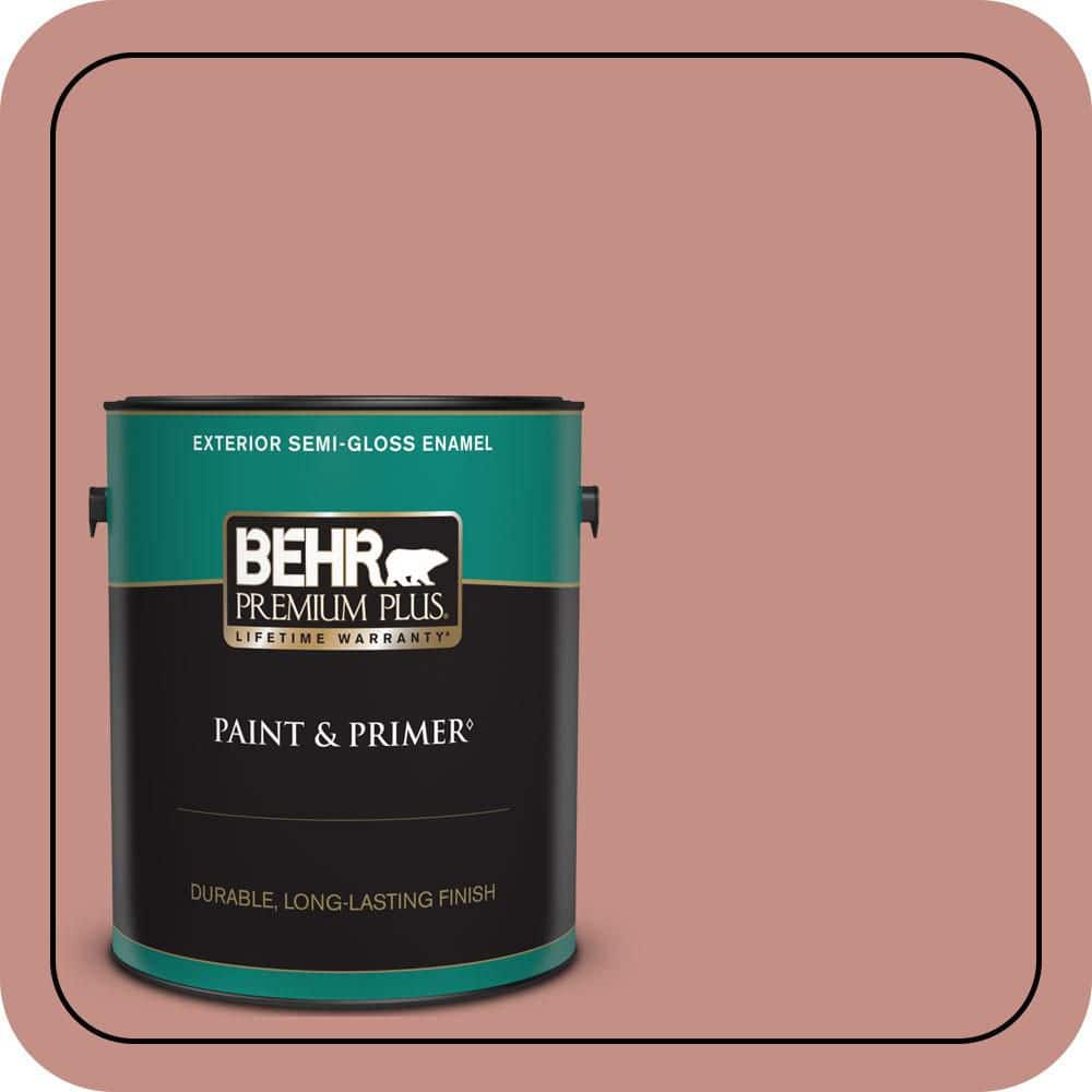 BEHR PREMIUM PLUS 1 gal. #S160-4 Portuguese Dawn Semi-Gloss Enamel Exterior Paint & Primer