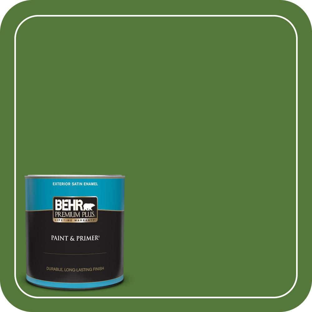 BEHR PREMIUM PLUS 1 qt. #P380-7 Luck of the Irish Satin Enamel Exterior Paint & Primer