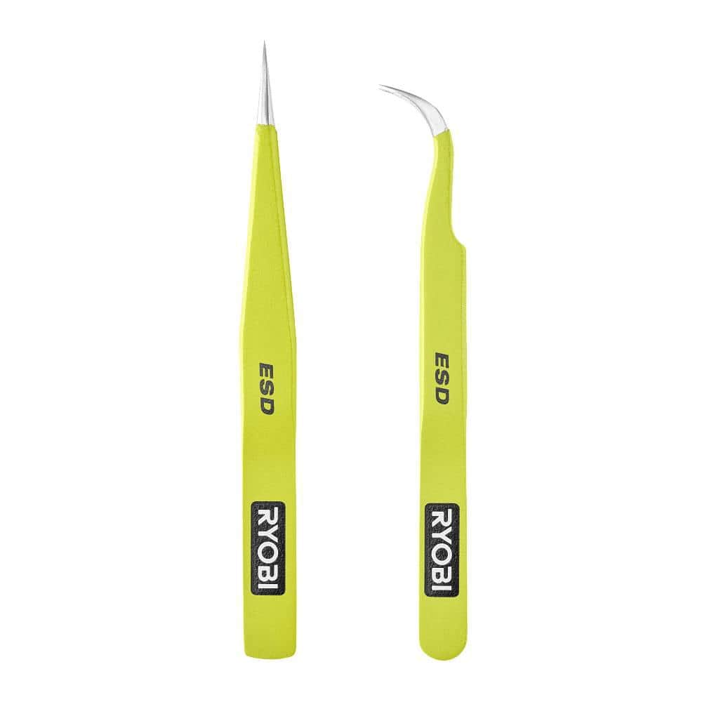 RYOBI 2 Piece Precision Anti-Static Tweezers