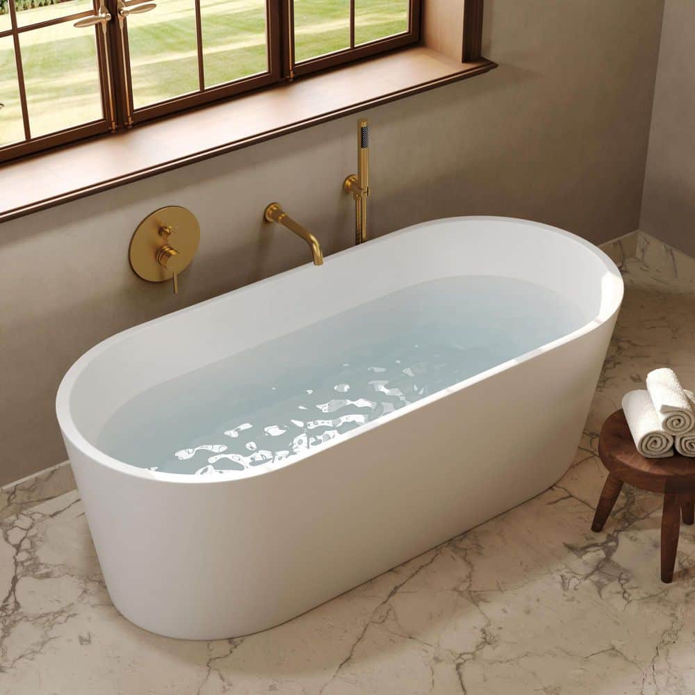 GRANDJOY ClassicRain Single Handle 2-Spray Tub and Shower Faucet 2.5 GPM in. Brushed Gold Stainless Steel Valve Included (3)