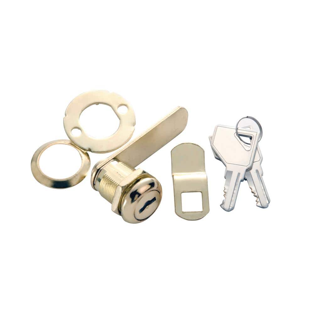 First Watch Security 7/8 in. Polished Brass Keyed Alike Cabinet and Drawer Utility Cam Lock (1)