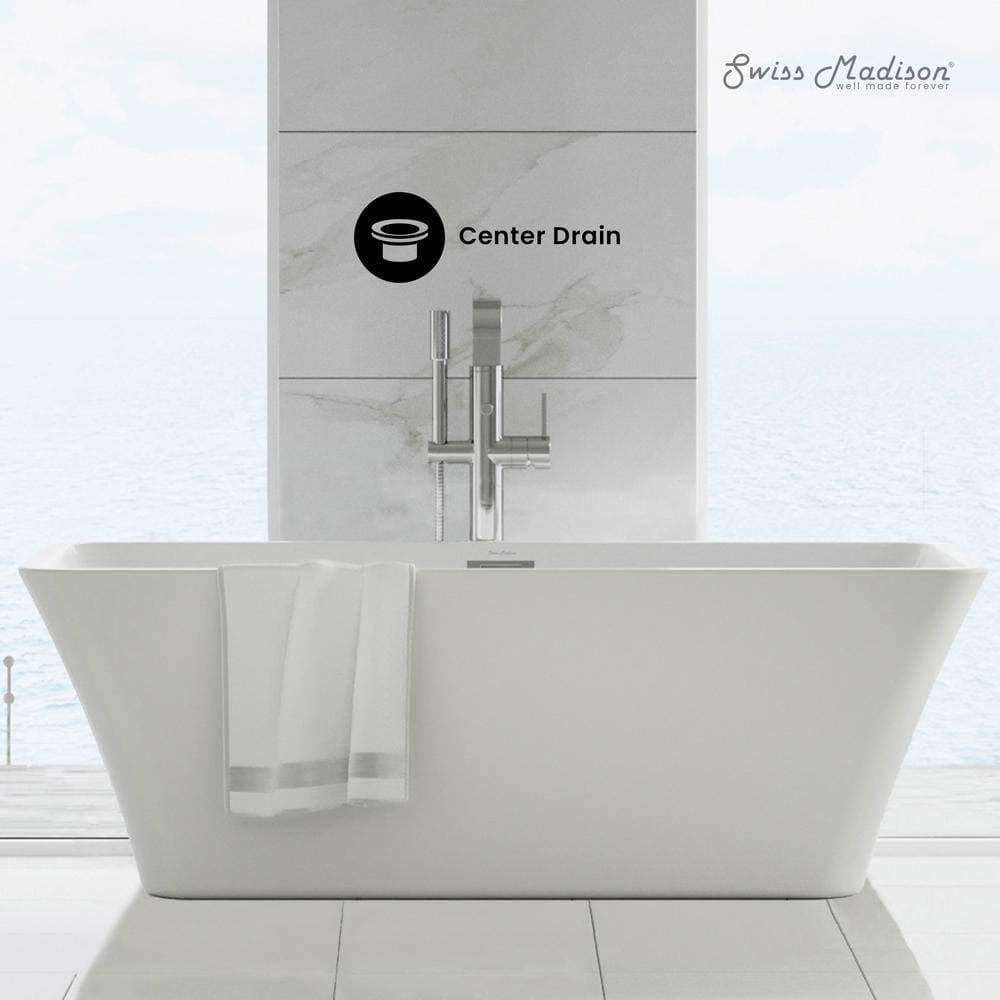 Swiss Madison St Tropez Acrylic FlatBottom Non-Whirlpool Freestanding Rectangular Soaking Bathtub (2)
