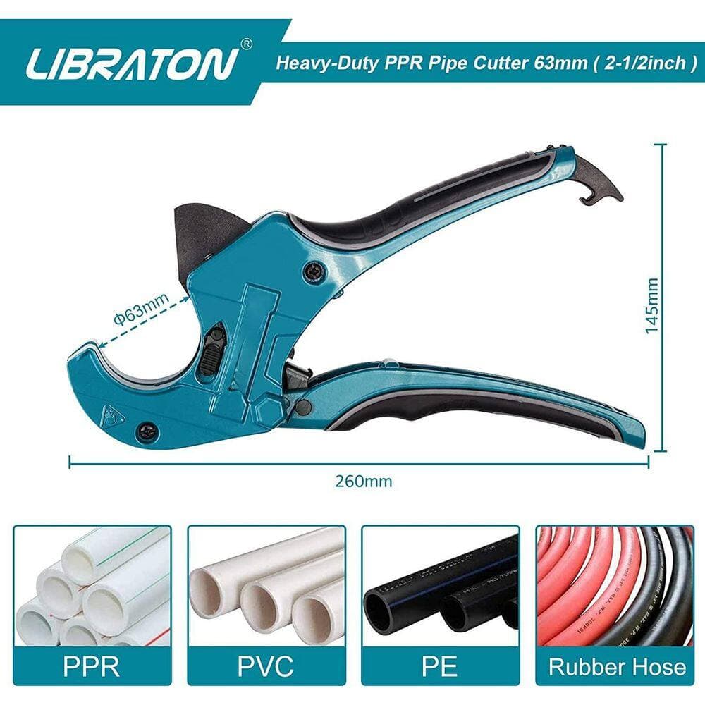 Helhom 3-Pack Heavy-Duty Ratchet PVC Pipe Cutter, 2-1/2 in. Cutting Capacity, PEX Plastic Tube Scissor (2)
