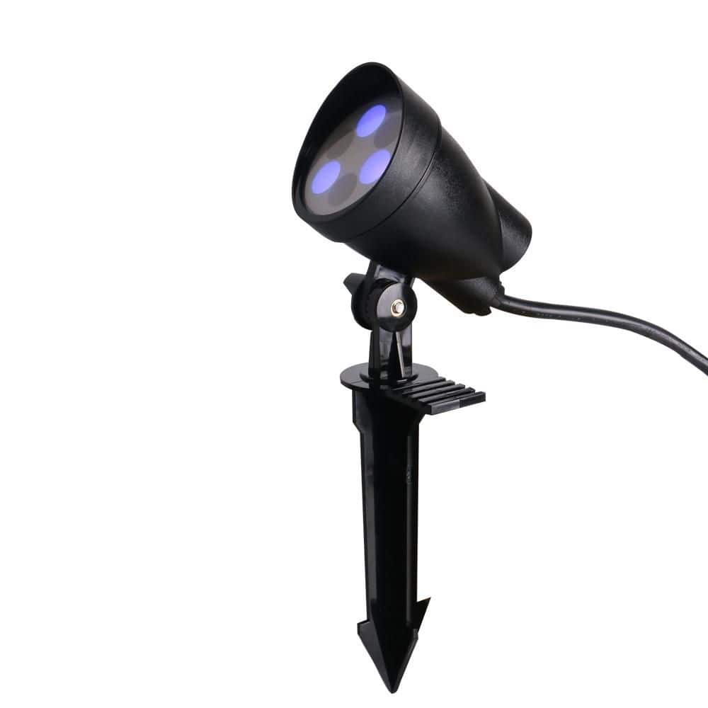 Commercial Electric 400 Lumens Black Plastic Plug-in LED Outdoor Spotlight with 3000K and RGB Integrated Bulb 1-Pack (3)