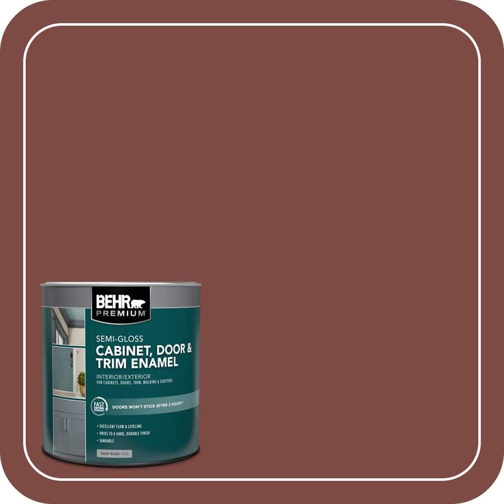 BEHR PREMIUM 1 qt. #PFC-02 Brick Red Semi-Gloss Enamel Interior/Exterior Cabinet, Door & Trim Paint