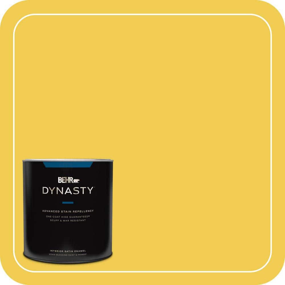 BEHR DYNASTY 1 qt. #P310-6 Radiant Sun Satin Enamel Interior Stain-Blocking Paint & Primer