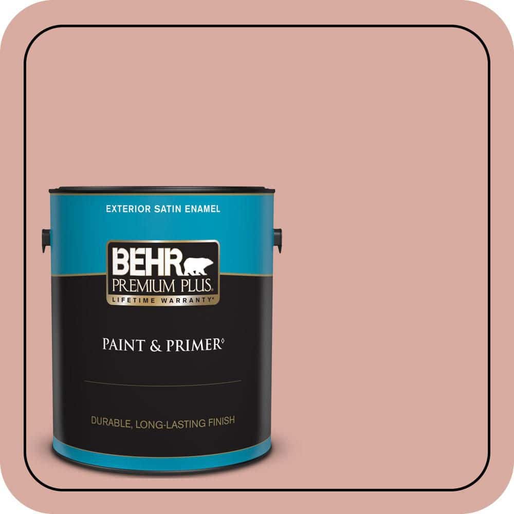 BEHR PREMIUM PLUS 1 gal. #T17-06 Everythings Rosy Satin Enamel Exterior Paint & Primer
