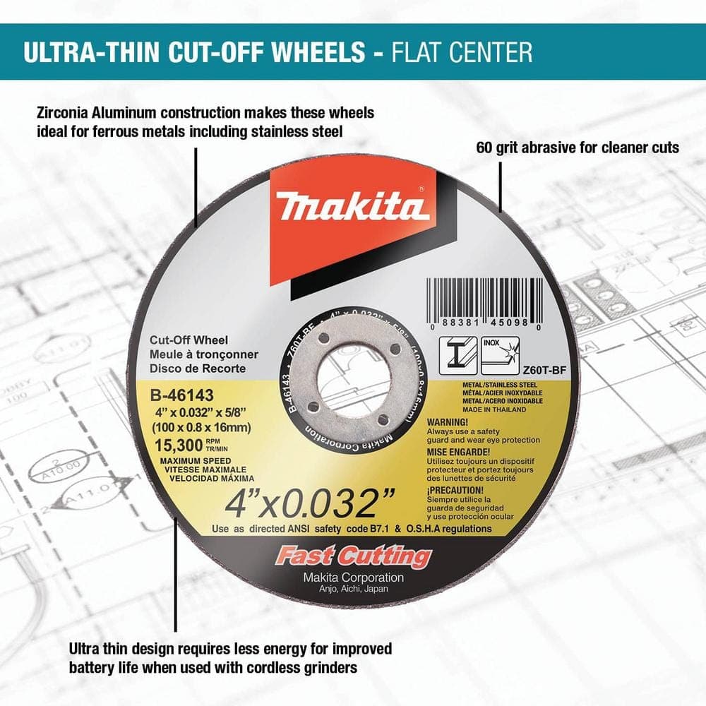 Makita 5 in. x .032 in. x 7/8 in. Ultra Thin Stainless Cut-Off Wheel (25-Pack) (2)