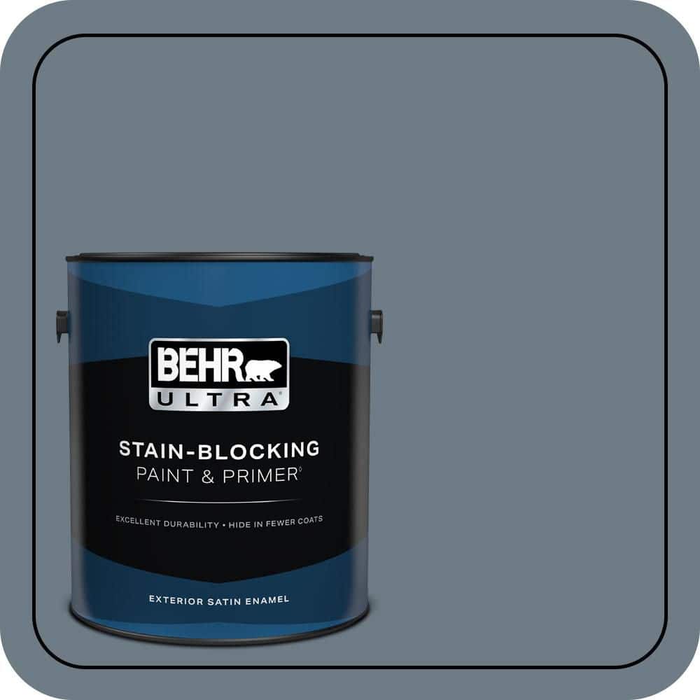 BEHR ULTRA 1 gal. #N490-5 Charcoal Blue Satin Enamel Exterior Paint & Primer