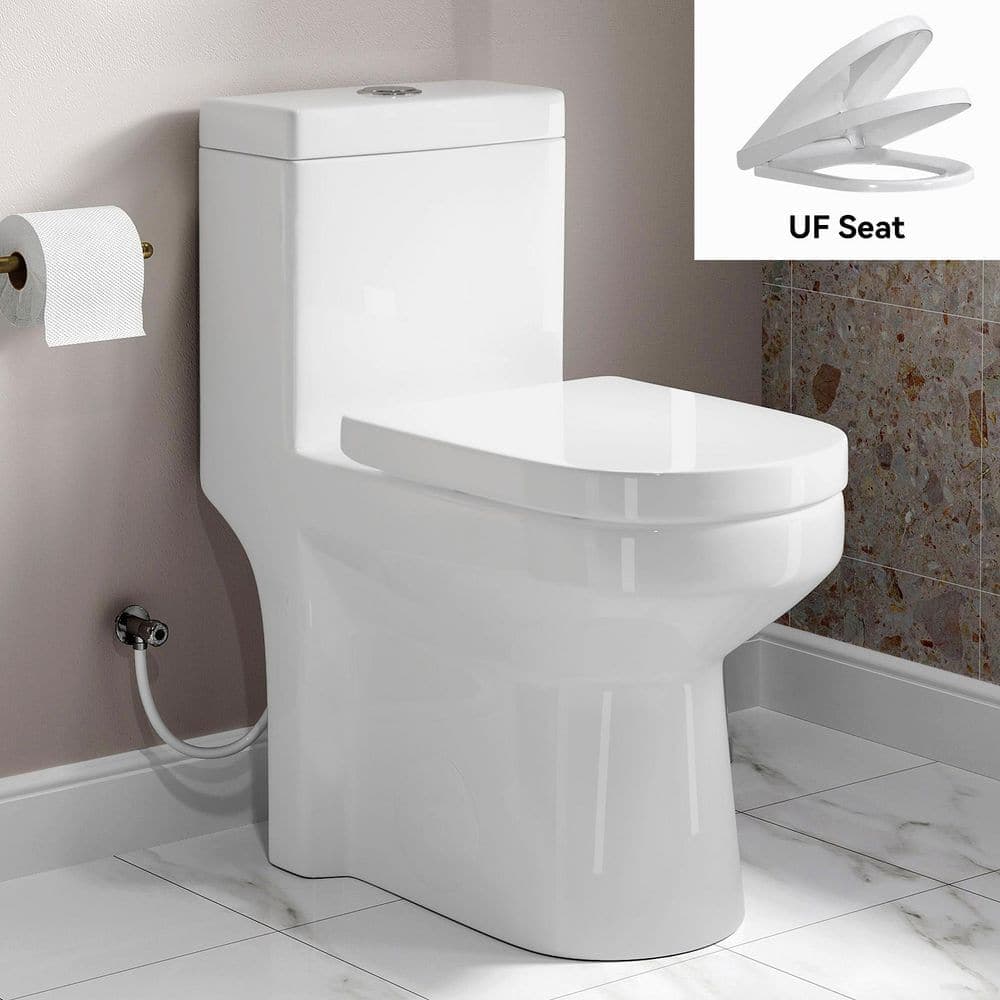 Hanikes 1-Piece 1.1/1.6 GPF Compact Dual Flush Round Toilet in White Soft Close Durable UF Seat Included
