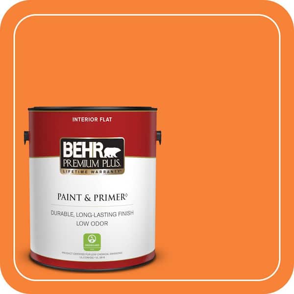 BEHR PREMIUM PLUS #230B-6 Orange Burst Enamel Interior/Exterior Paint & Primer Color Sample (2)