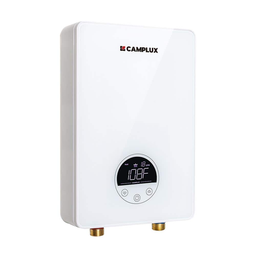 CAMPLUX 1.5 GPM 6kW Point of Use Tankless Electric Water Heater, White