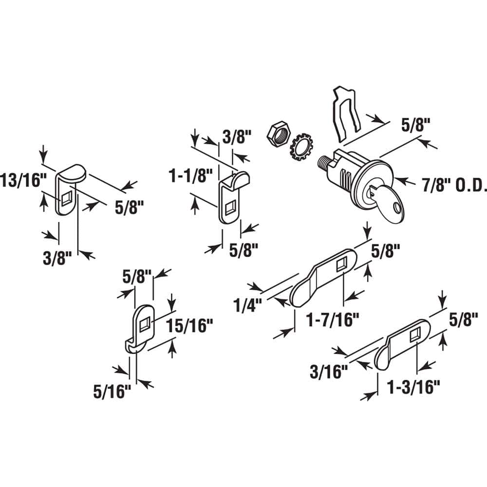 Prime-Line Mailbox Lock, 5 Cam, 5-Pin, Brass Face (2)