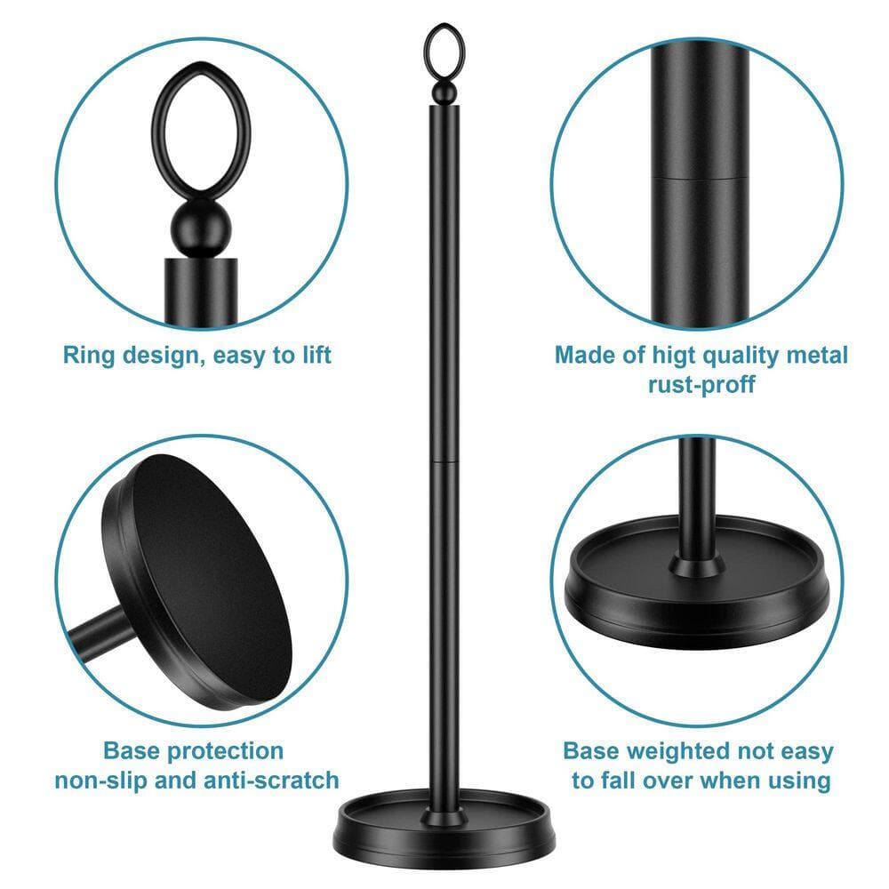 KHKFY Heavy Freestanding Toilet Paper Holder Stand with 4-Roll Reserve Storage, 22.5 in. Tall, Matte Black (3)